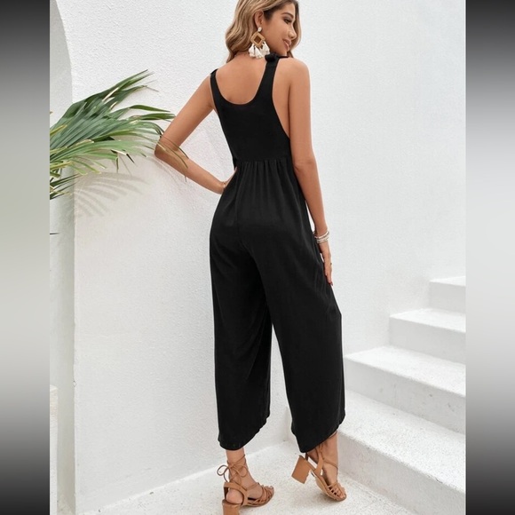 BLACK WIDE LEG JUMPSUIT - Picture 2 of 3